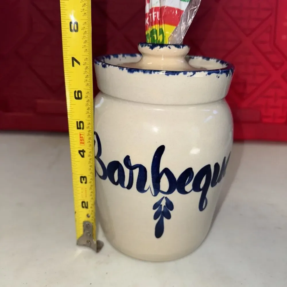 Martinez Pottery Hand Turned‎ Stoneware Barbecue BBQ Crock BBQ Mop Pot